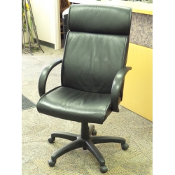 High Back Black Luxury Leather Executive Rolling Meeting Chair